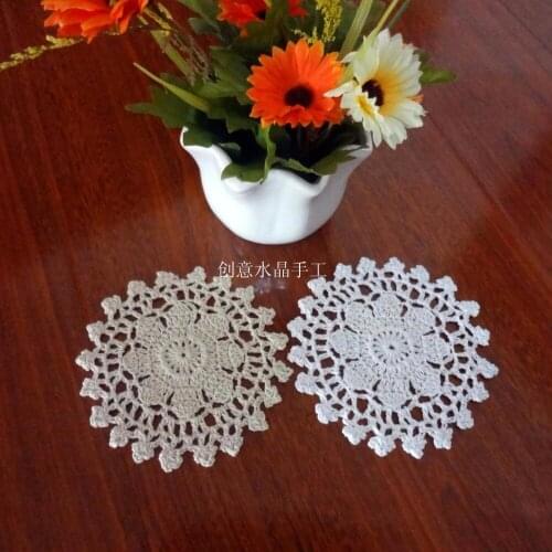 6 pic/lot 2016 new arrival 100% natural cotton knitted tableware innovative item for household item button coaster with flower