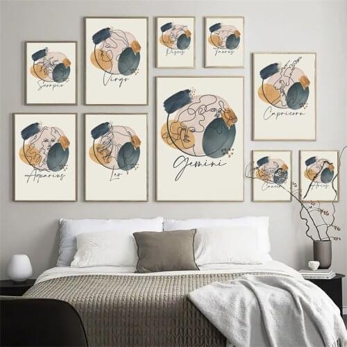 Abstract Line Constellation Libra Leo Aries Scorpio Nordic Poster Wall Art Print Canvas Painting Decor Pictures For Living Room