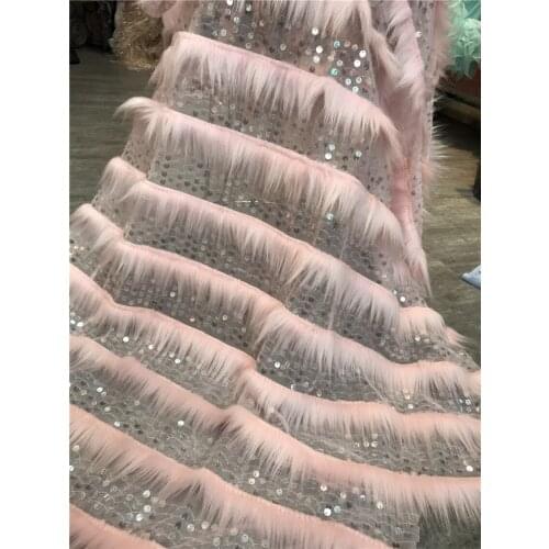 African French SYJ-2186816 Lace Fabric African Tulle Lace Fabric High Quality Nigerian Sequins and feathers Embroidered Wedding