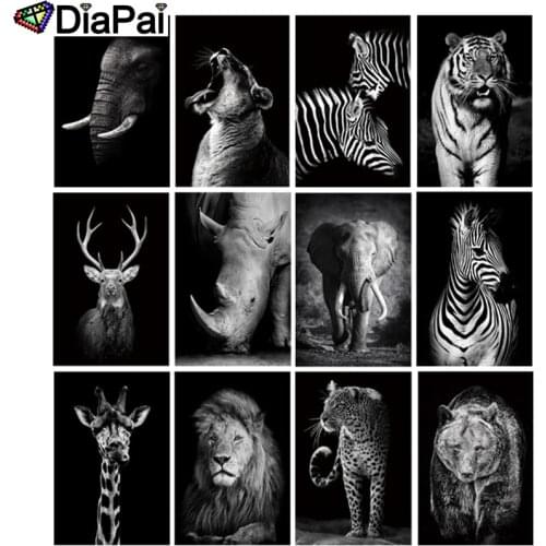 DIAPAI Diamond Painting "Animal ink painting" Cross Stitch Custom Photo Diamond Embroidery Square Round Drill Home Decor