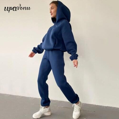 Free Shipping Casual Solid Color Sports Pants Set Autumn Womens Long Sleeve Loose Hooded Pullover Sweater & Pants Two-Piece Set