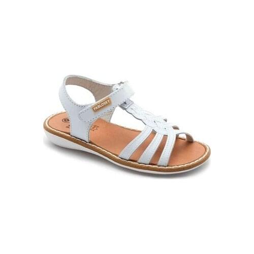 White fur sandals with velcro, Pablosky