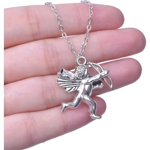 Punk Gothic Holy Cupid Arrow Angel Fairy Pendant Necklaces For Women Chain Choker Couples Valentine Day Gift Jewelry
