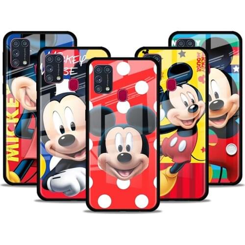 Cute Mickey Disney Mouse for Samsung Galaxy S21 Ultra A71 A51 4G 5G A91 A81 A41 A31 A21 A11 A01 Tempered Glass Phone Case