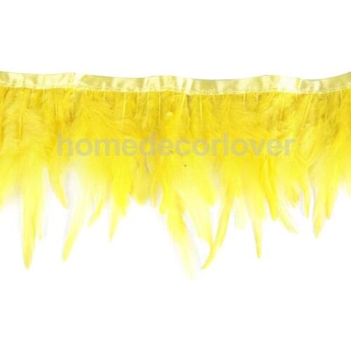 Hackle feather fringe of Yellow 1 yards trim for Crafts/Costume/Sewing