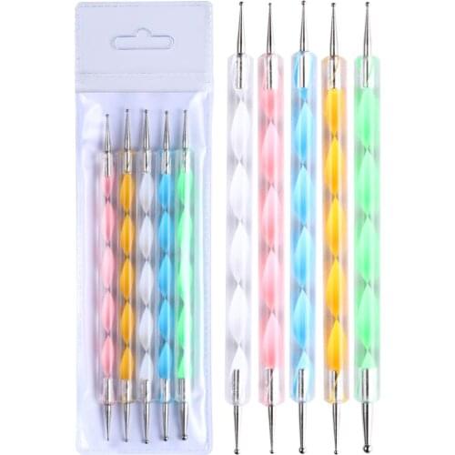 Clou Beaute 5pcs/Set Gel Painting Tools Nail Art Pen Dotting Tool Use Professional Gel Nail Polish Manicure Nail Art Tools Kit