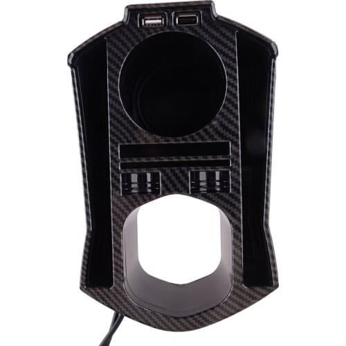 Carbon Fiber Style Interior Front Console Storage Box Trim with USB Fit for Honda Civic Sedan 2016 2017 2018 2019 2020