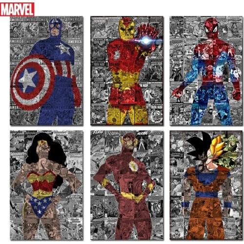 Canvas Painting Disney Marvel Hero Iron Man Captain America Spiderman Anime Comics Poster Print Wall Art Fashion Home Decoration