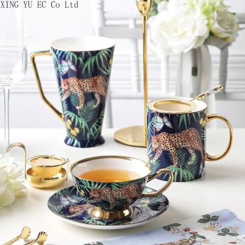 Jungle Coffee Cup 200ML Mug Large Capacity Water Cup Afternoon Tea Coffee Cup Living Room Home Decor European Cup and Saucer
