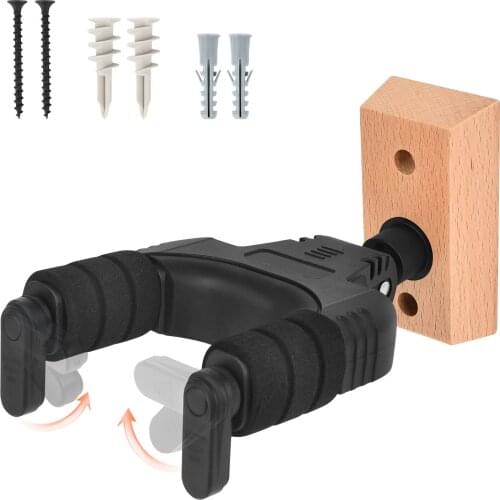 LEKATO GH-01 Mount Stand Rack Guitar Wall Mount Hanger Hard Wood Base Guitar Hook Auto Locking Guitar Wall Hanger Mount Stand