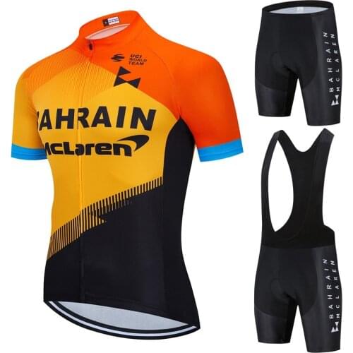 Team Bahrain Mclaren 2020 Cycling Suit Orange Shirts Clothing Bike Jersey Set Ciclismo Ropa Jacket Bib Shorts Maillot Kits