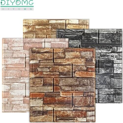 Retro 3D Brick Wall Stickers Wallpaper for Living Room Bedroom PVC Foam Waterproof Self Adhesive Wallpaper Rustic Wall Covering
