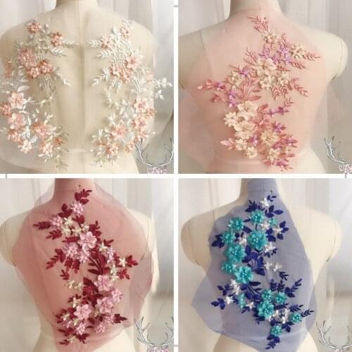 New arrive Tulle Lace Collar Beads Embroidery Applique Decorated Lace Neckline Sewing DIY Clothing Accessories Craft in one Pair