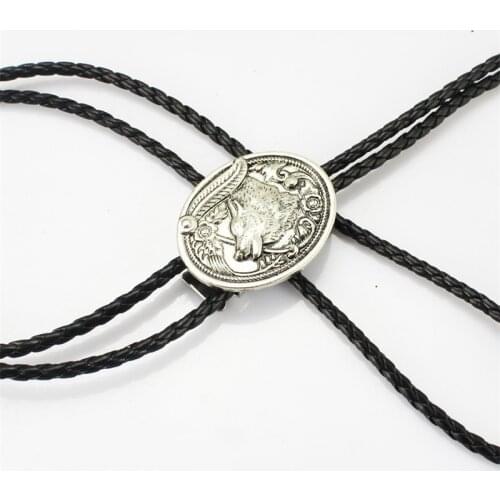 New American western cowboy wolf head bolo tie tie summer shirt bolo tie clip