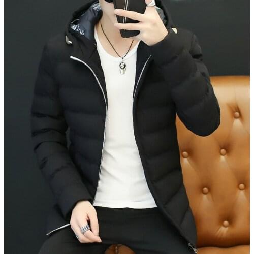 Clothes Mens Jacket Slim Fit Thick Jacket Winter New Style Hooded padded Clothes Short