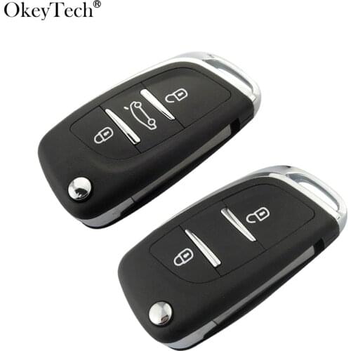 OkeyTech Modified Filp Folding Remote Car Key Shell Case Cover For Peugeot 207 307 407 408 308 For Citroen C2 C4 C5 C6 C8 CE0536