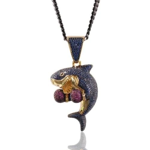 Fashion Personality Cartoon Animal Shark Hip Hop Pendant Necklaces for Men Jewelry Gift