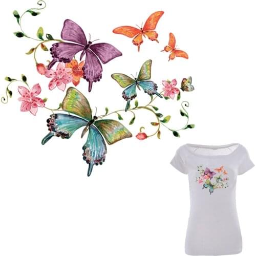 Colife Butterfly Patches Flower Patch Iron On T-shirt Dresses 22*19.8cm A-level Washable Stickers Clothes DIY Printing