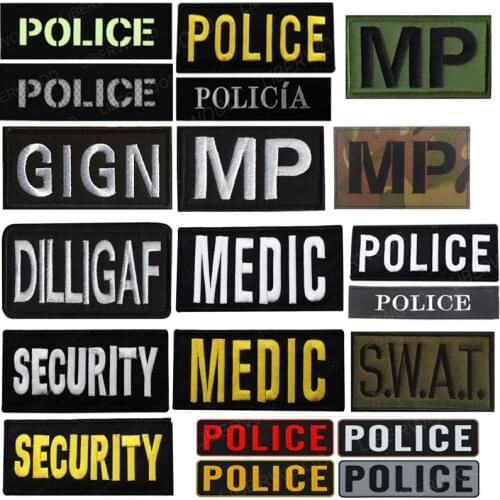 POLICE Germany Spain POLIZEI Patch Infrared Reflective Vintage Badge Sheriff Applique Military Armband DIY Patches for Clothing