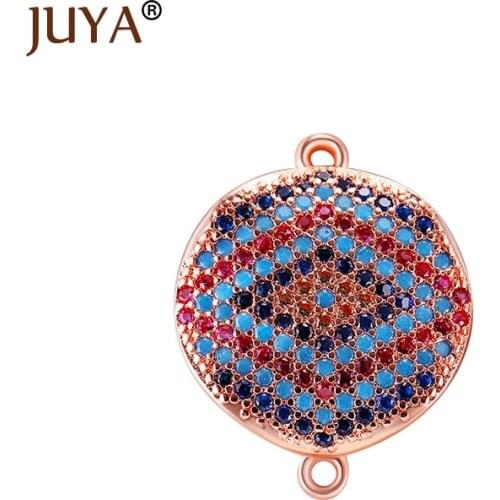 Jewelry Making Supplies Luxury Multicolor Zircon Rhinestone Evil Eye Charms Pendant Connectors For Jewelry Making Accessories