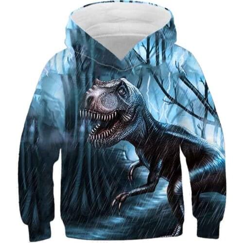 Boys 3D Dinosaurs World Series Sweatshirt Streetwear Hip Hop Teen Dinosaur Creatures Print Hoodies Kid Outwear Clothes 3-14Y