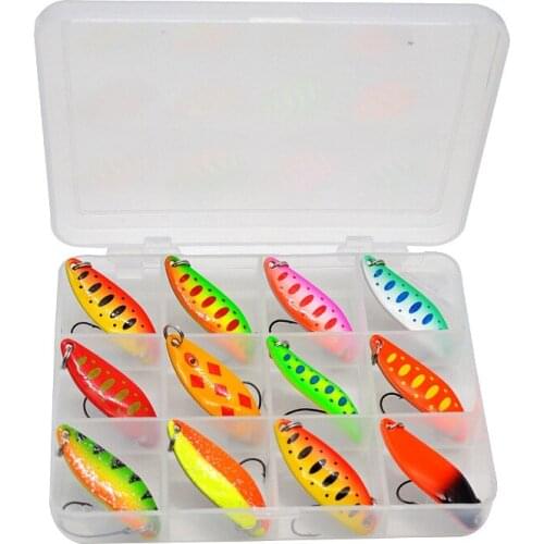 12Pcs Ultra Light 3.5G Trout Spinners Fishing Bait Fishing Lures Trouted Artificial Baits Tackle Set Fishing Accessories