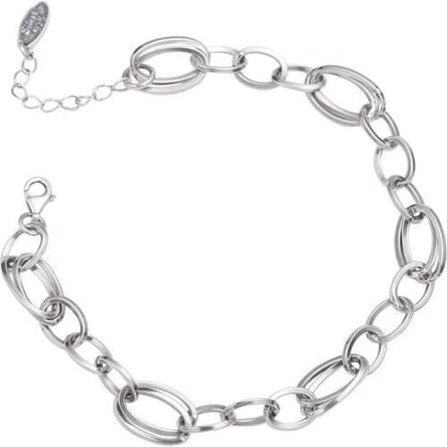 Hip Hop Authentic 925 Sterling silver female Japanese Korean students Chain Bracelet Wrist Charms Jewelry TLS393