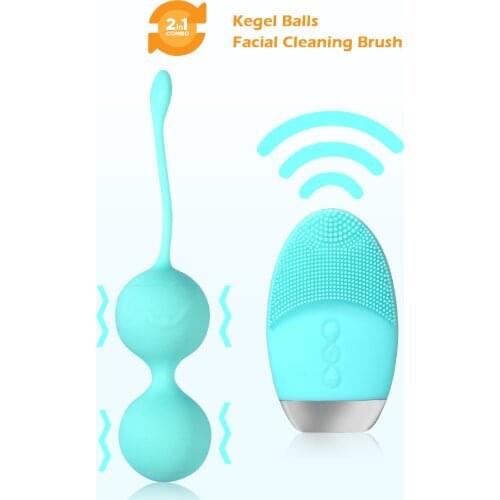 Vaginal Exercise Kegel Balls 10 Speed Vibrating Eggs & Facial Cleansing Brush Wireless Control Vibrator Adult Sex Toys For Women
