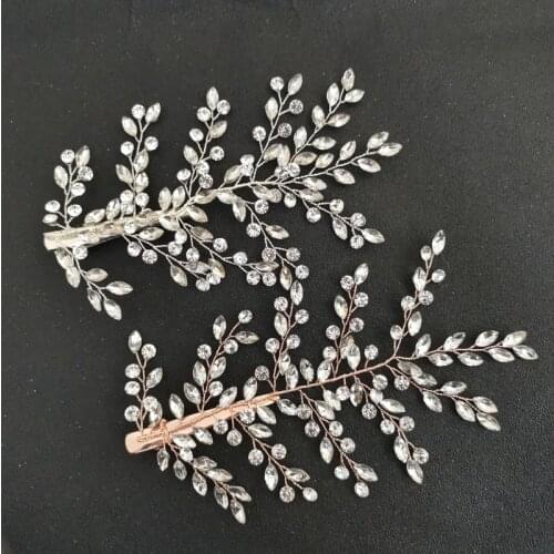 SLBRIDAL Handmade Wired Crystals Rhinestones Wedding Hair Clip Barrette Bridal Headpiece Hair accessories Women Jewelry