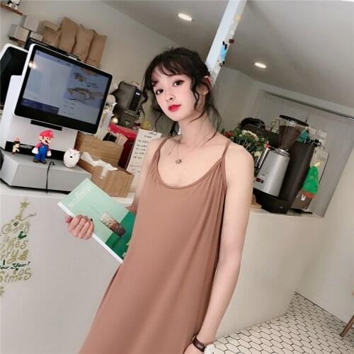Womens nightdress suspenders skirt Sleepwear loose inner chemise pijama large size bottoming skirt long modal vest skirt