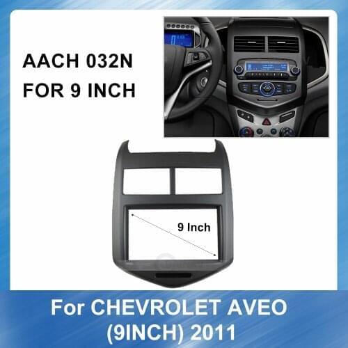 1-2Din Car DVD Frame Audio Fitting Adaptor Dash Trim Kits Panel 9" For Chevrolet AVEO SONIC 2011 Frame Mount Kit Trim Panel