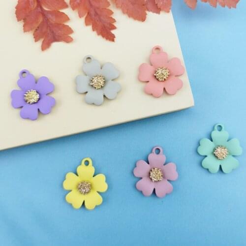 10PCS Spray Paint Five-petal Flowers Enamel Charms For DIY Bracelet Necklace Earrings Flower Pendants Fashion Jewelry Accessorie