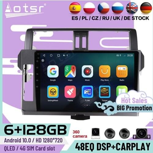 128G Carplay Multimedia Android 10 Player For Toyota Prado 2014 2015 2016 2017 GPS Navigation Auto Car Radio Receiver Head Unit