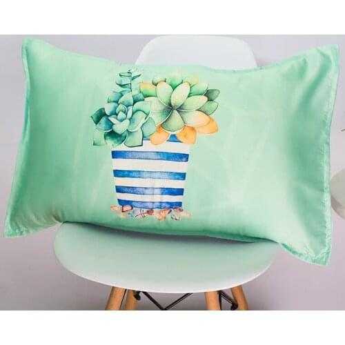 2pcs Fleshy pattern Pure Emulation Silk Satin Pillowcase Single Pillow Cover Multicolor 48x74cm