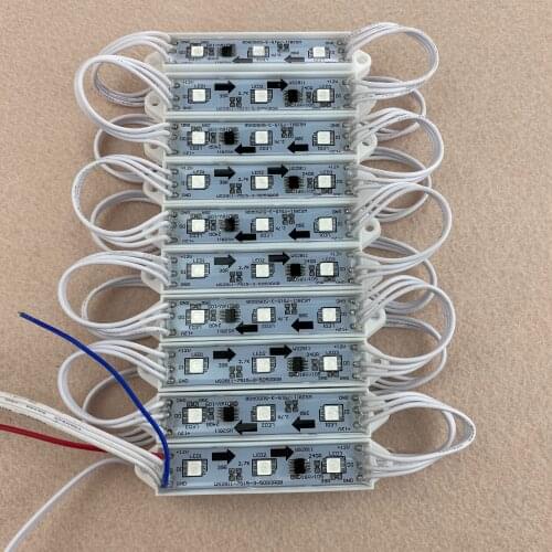 20pcs/string DC12V WS2811 LED RGB full color pixel module,IP68,0.72W/pixel,white case, 18awg all white wire,size: 75mm*15mm