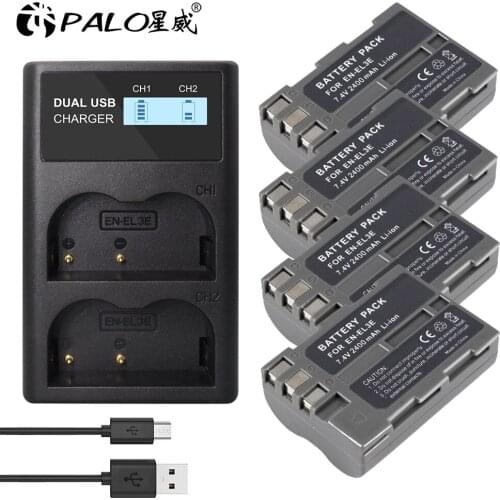 2400mAh EN-EL3E EN EL3E ENEL3E Camera bateria Batteries AKKU + LCD USB Charger For Nikon D30 D50 D70 D70S D90 D80 D100 D200 D300
