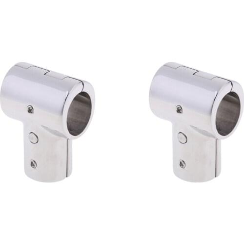 2x 316 Marine-Grade Stainless Steel 90 Degree Boat Hand Rail Fitting T/Tee Split Hardware (1-inch/25mm)
