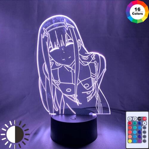 3D LED Night Light Zero Two Figure Table 3D Lamp for Bed ROOM Decor Light Anime Waifu Gift Darling In The Franxx Zero Two Lamp