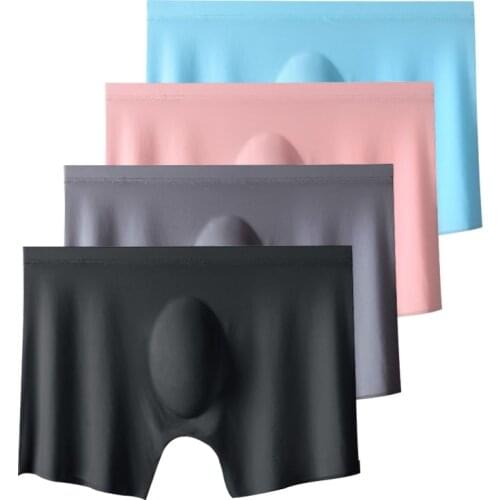 4pcs/Lot Ice Silk Underwear For Men Panties Shorts Large Size Fruit Cartoon Boxer Briefs Thin Underpants Man Unterhosen Herren