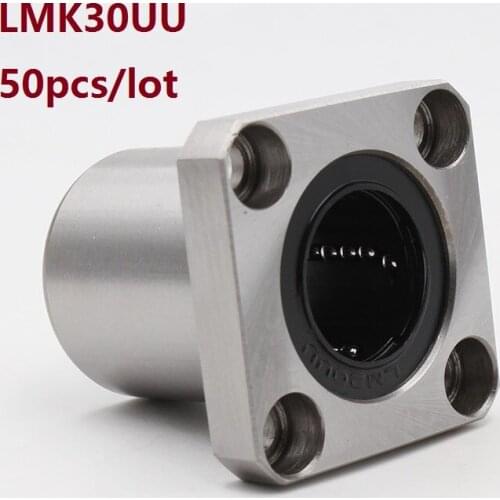 50pcs/lot LMK30UU LMK30 Square Flange Linear Bushing linear Bearing flange linear ball bearing for linear shaft CNC 3D printer