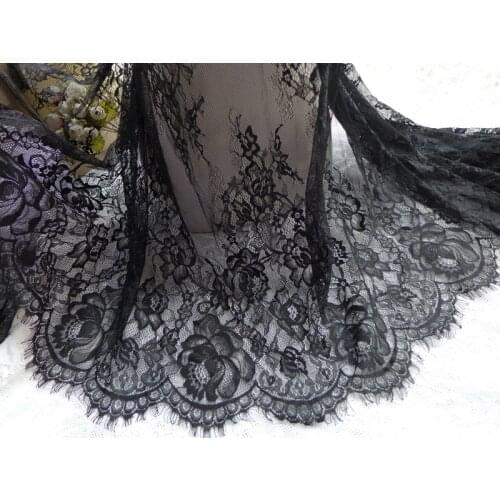 White/Black Chantilly Lace Trim Double Edge Scallop French Net Lace For Garment Accessories, Lingerie, Costume Design