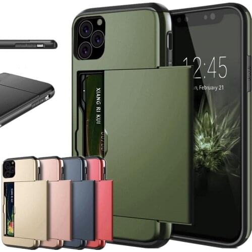 Case For iPhone 11 Pro Max Case Slide Armor Wallet Card Slots Holder Cover For IPhone XI Pro Max 2019 Cover Business Fundas