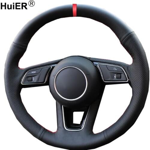 HuiER Hand Sewing Car Steering Wheel Cover For Audi A4L A5 2017 Braid on the Steering-Wheel Durable Automobile Car Accessories