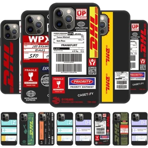 DHL Label Case For iPhone 12 Pro Max 11 Pro XS Max XR X 6 6S 7 8 Plus SE 2020 12 mini Phone Case Back Cover Fundas Soft Silicone