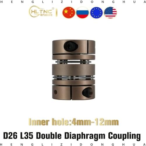 D26L35 4-12 Aluminium flexible coupler high torque double dual diaphragm coupling with elastic connector for 3d screw and motor