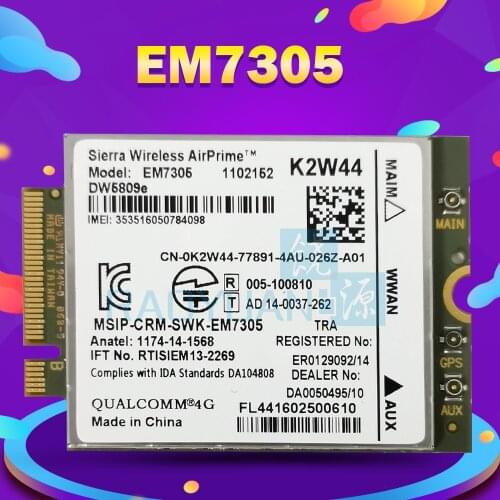 DW5809e Sierra Wireless Airprime EM7305 4G LTE WWAN M.2 NGFF Card Module For Dell Laptop Latitude 3340 E5250 E5450 E5550 E7250