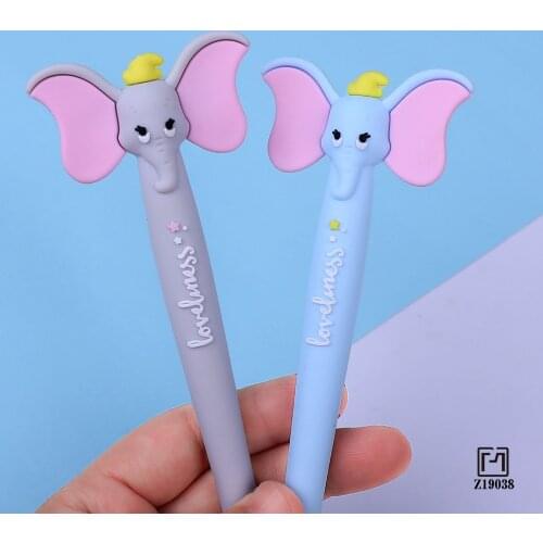 Ellen Brook 1 PCS Korean Cartoon Creative Big Ear Flying Elephant Silicon Student Writing Office Stationery Black Gel Pens