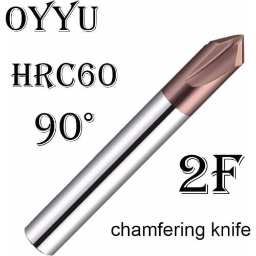 HRC60 degree tungsten steel chamfering knife solid carbide chamfering end mill 90° 2 blade CNC machining center 2 flute