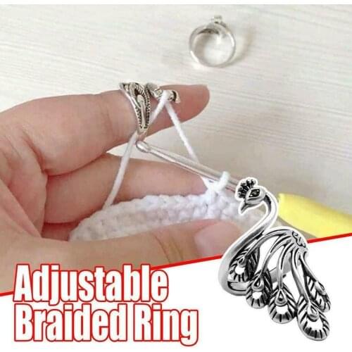 Knitting Helper Tools Adjustable Crochet Thread Loop Knitting Ring Finger Wear Thimble Yarn Spring Guide Needle Sewing Accessory