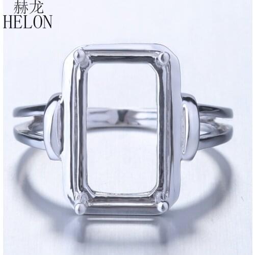 HELON 13x10mm Cushion Cut Sterling Silver 925 Solitaire Women Trendy Fine Jewelry Engagement Wedding Semi Mount Ring Setting